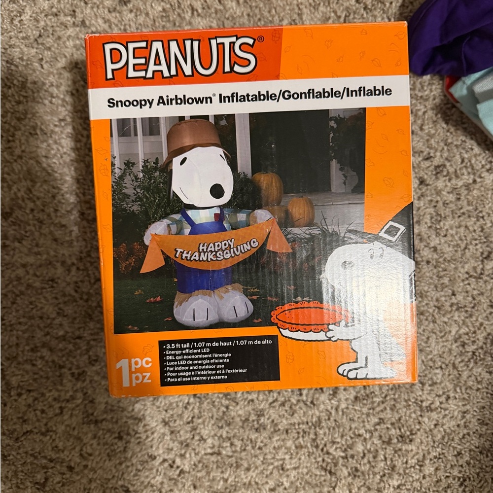 Peanuts Snoopy Thanksgiving Inflatable with Orange and White